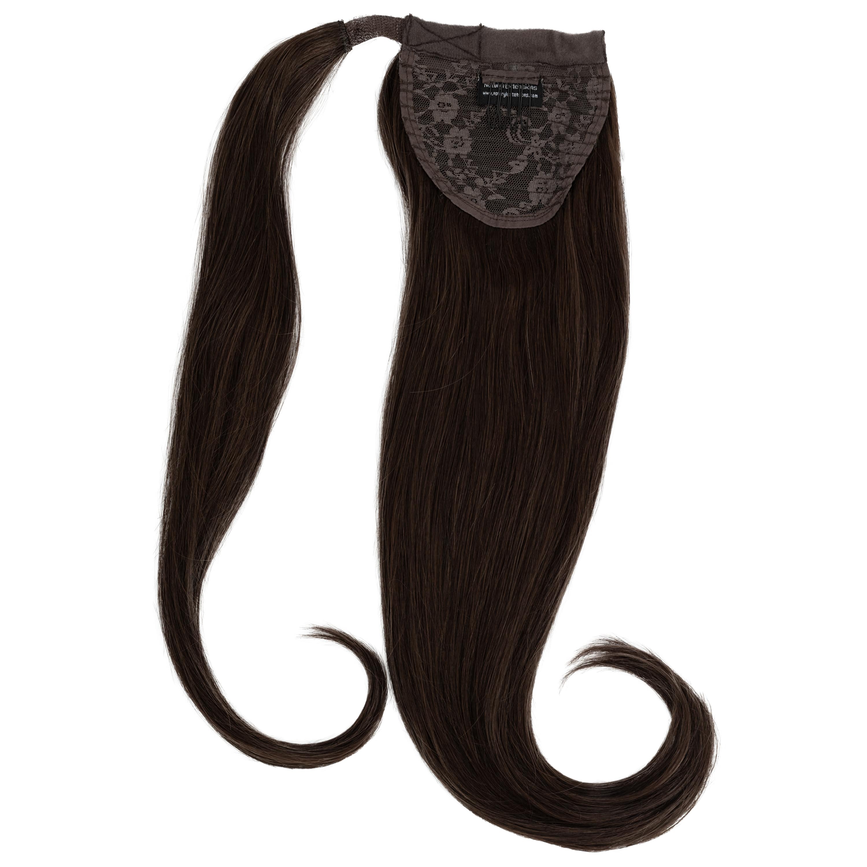 Clip-In Human Hair Ponytail Extension - Cool Brown