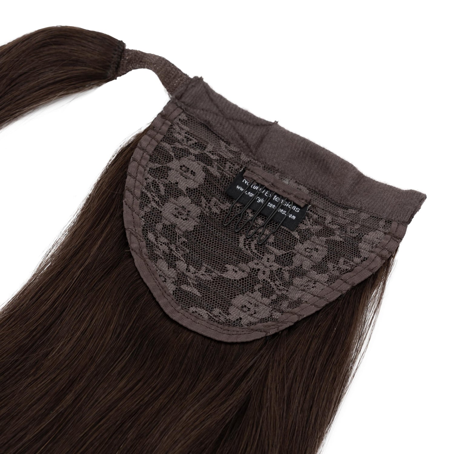 Clip-In Human Hair Ponytail Extension - Cool Brown