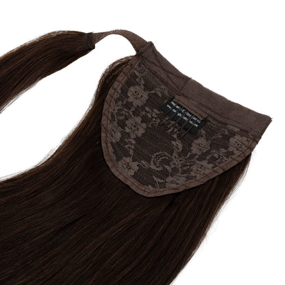 Clip-In Human Hair Ponytail Extension - Dark Brown